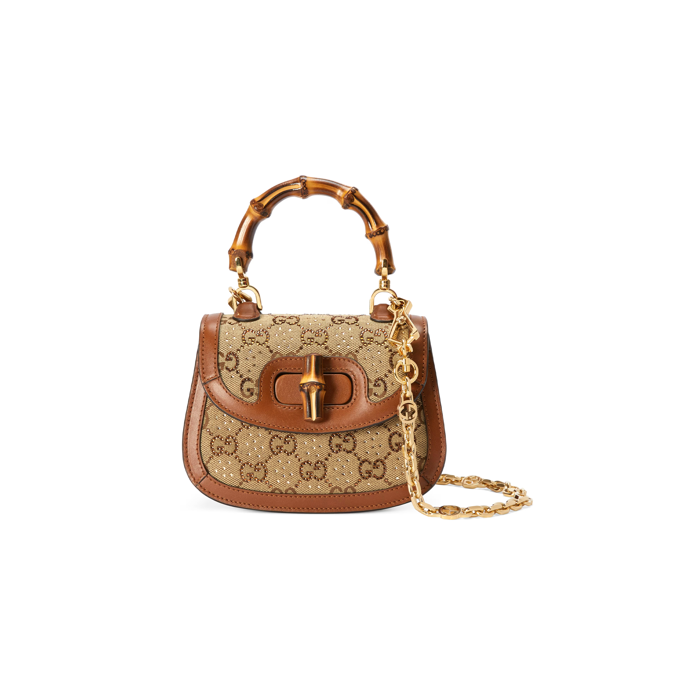 GUCCI BAMBOO 1947 CRYSTALS MINI BAG 735116 (17*12.5*8cm)